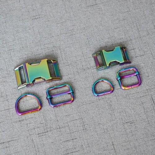 20 Sets 20mm 25mm Colourful Release Buckle Slider Belt Loop Handmade Accessory Harness Hardware Pet Collar Paracord Metal D Ring