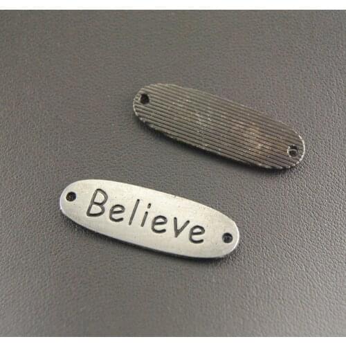 20 pcs Black Letter "Believe" Connector Charm Alloy Initial Believe Jewelry Pendants Charms 34x12mm A265