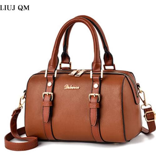 2021 Pu Leather Female Boston Handbags Brand Designer Bag Women Handbag Travel Crossbody Bags Women Over The Shoulder Fashion