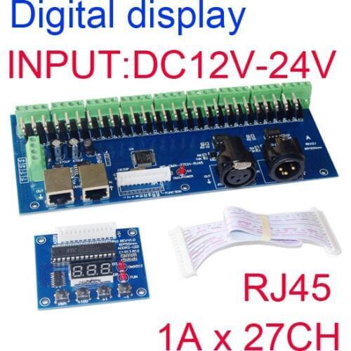 27CH DMX512 Decoder 27A 27 Channel DMX Controller with DIGITAL DISPLAY DC12-24V