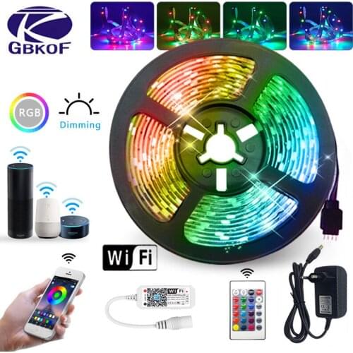 5m 10m 15m WiFi LED Strip Light RGB Waterproof SMD 2835 RGBLED Light Strip Tape Diode Work with Alexa DC12V Christmas Decoration