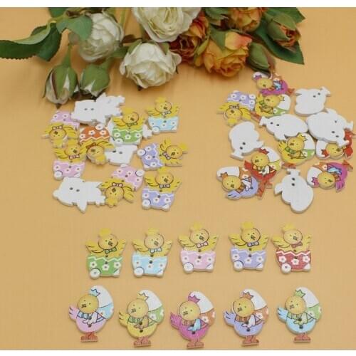 50pcs Cute Dairy chick Sewing Scrapbook Wooden Buttons for Craft Scrapbooking Decorative Crafts Supplies