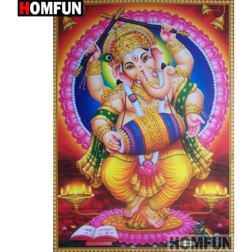 HOMFUN Full Square/Round Drill 5D DIY Diamond Painting "Religious elephant" Embroidery Cross Stitch 5D Home Decor Gift A08891