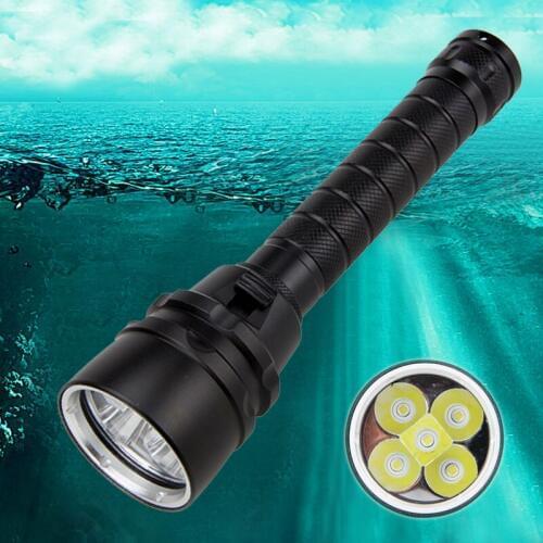 Diving Flashlight 5x XM-L T6 LED max 1500 lumens dive light underwater 100 Meters Tactical handheld light Scuba diving torch