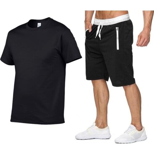 New Style Sets 2021 Summer Cotton Casual Tops T-shirt+Beach Shorts Jogging Pants Men Sportswear Streetwear Harajuku Mens set
