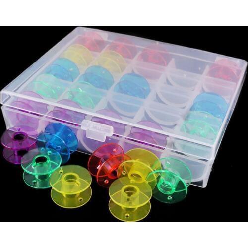 Hot Sell! 25Pcs/Box Plastic Bobbins Sewing Household Coils With Thread Storage Case Box For Home Sewing Accessories Sewing Tools