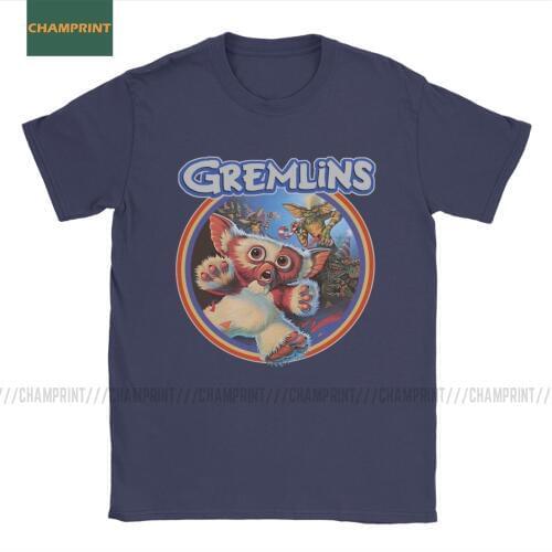 Gremlin 84 T-Shirts Men Gizmo 80s Movie Mogwai Monster Retro Sci Fi Vintage Cotton Tee Shirt Crew Neck Short Sleeve T Shirts
