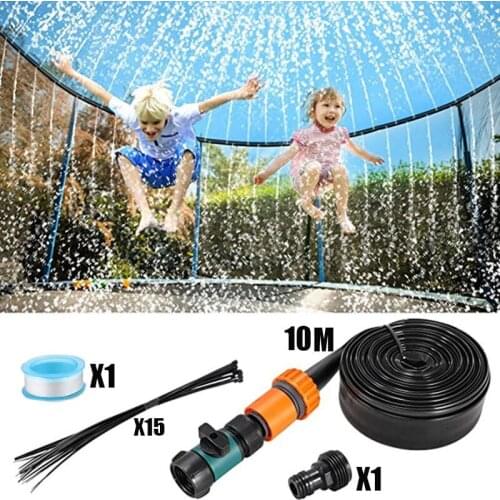 10M Cooling System Kit, Garden Sprinkler Fog Irrigation Greenhouse Water Ring Outdoor, Used For Children Trampoline Sprinkling