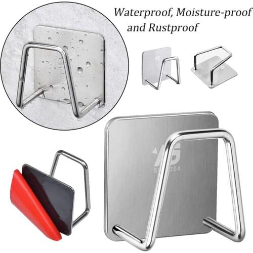 Kitchen Stainless Steel Sink Sponges Holder Self Adhesive Drain Drying Rack Kitchen Wall Hooks Accessories Storage Organizer