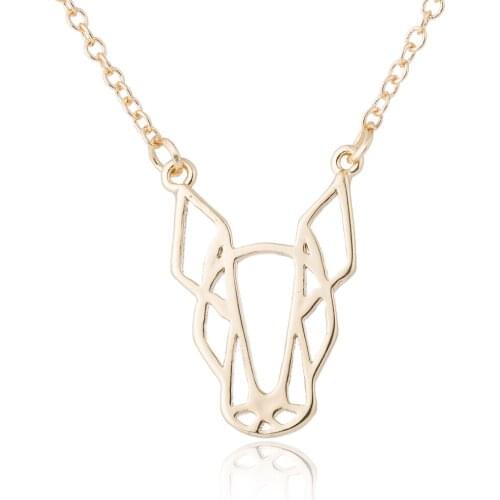 Fashion Copper Origami Necklace For Girl Kids Cute Donkey Head Necklaces Fashion Choker Animal Hollow Geometry Charm Jewelry