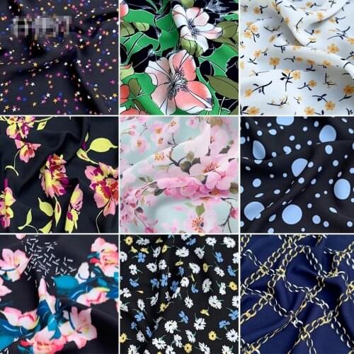 Opaque Sag Small Floral Chiffon Fabric By The Per Meter for Dress Shirt Cheongsam Pants Flower Printed Textile Breathable Cloth