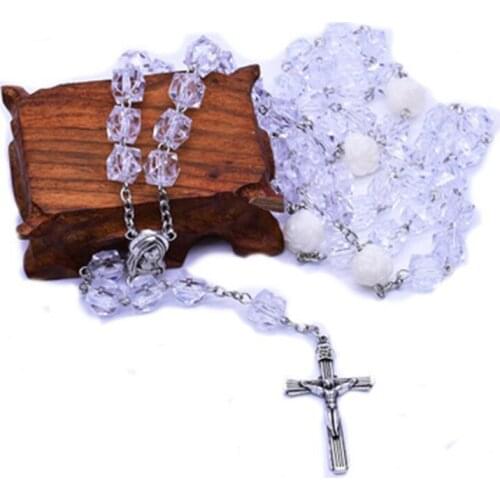 6 New Style Religious Heart-shaped And Square-shaped Beads Prayer Accessories Jewelrys Gift Preferred Cross Pendant Necklace