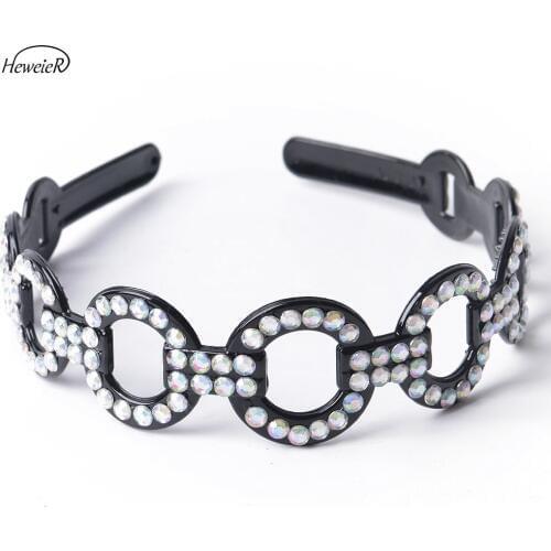 New Ladies Women Hair Jewelry Plastic Hollow Hair Clip Rhinestone Crystal Stones Headband Hairband Hairpiece Hairpin Accessories