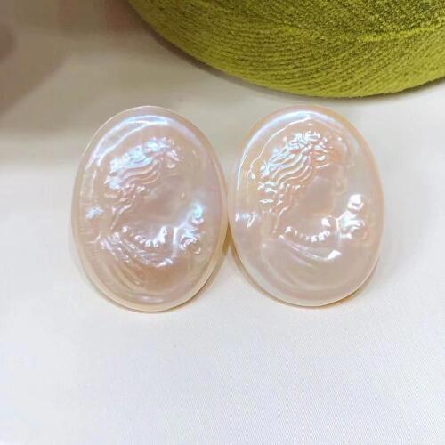 One pair A white south sea MABE pearl earrings stud woman beauty wholesale beads FPPJ