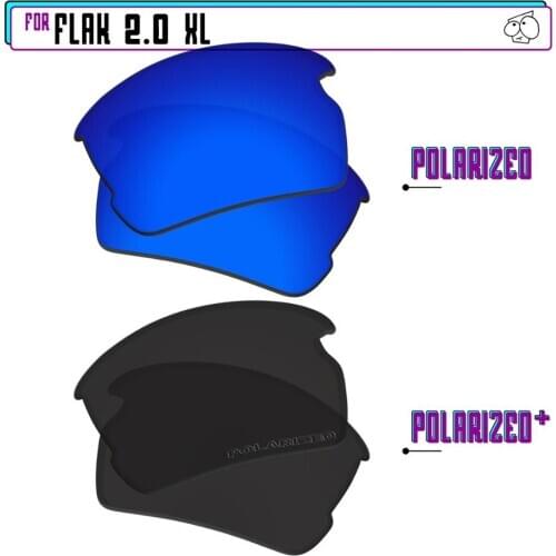 EZReplace Polarized Replacement Lenses for - Oakley Flak 2.0 XL Sunglasses - Black P Plus-Navy P