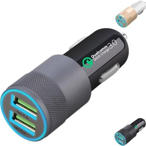 QC3.0 Mobile Phone Car Charger 2.4A Dual USB Car Charger Car Lighter Charging Head