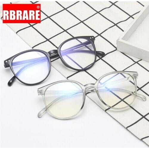 RBRARE Anti-blue Light Glasses Frame Retro Round Flat Mirror Retro Glasses Frame Eye Glasses Frames for Men Espejuelos Mujer