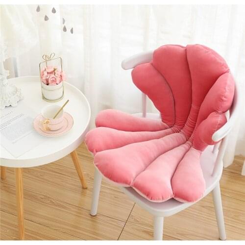 Luxury Velvet Shell stuffed Chair Seat Cushion Art style Shell Back Cushion Blue Rose Princess Sea shell Home Pillow Decor