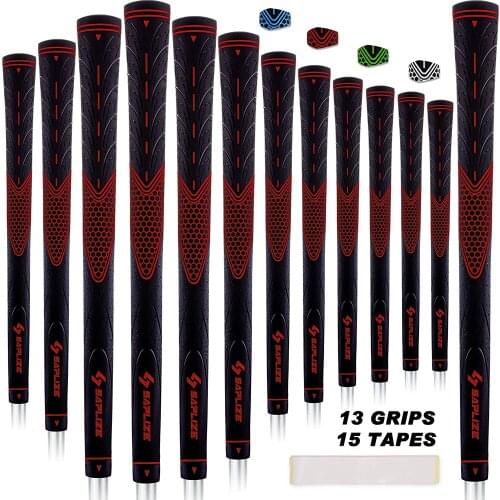Saplize Rubber Golf Grips for Club Yellow / Green / Red / Blue 4 Colors Available Standard Size 13pcs Pack with Tapes