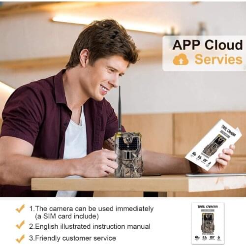 SunTek APP Trail Camera Cloud Service 4G Cellular Mobile 20MP Wireless Wildlife Hunting Cameras HC900LA 1080P 0.3S Night Vision
