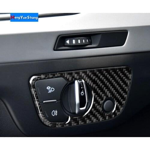 Carbon Fiber Car Accessories Interior Headlight Switch Button Modification Cover Trim Stickers For Audi Q7 SQ7 4M 2016-2019