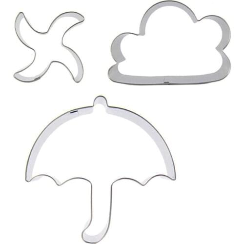 Wind Wheel, Cloud, Sun Umbrella shaped 3 piece biscuit cutting molds, baking tools, cake decorating soft candy tools