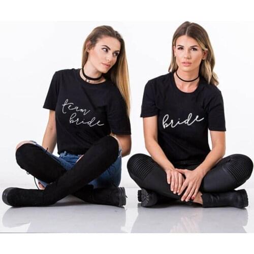 Bridal Wedding Letter Printed Women Friends Tshirt Unisex White T Shirt Party Bridesmaid Team Bride women Tshirt