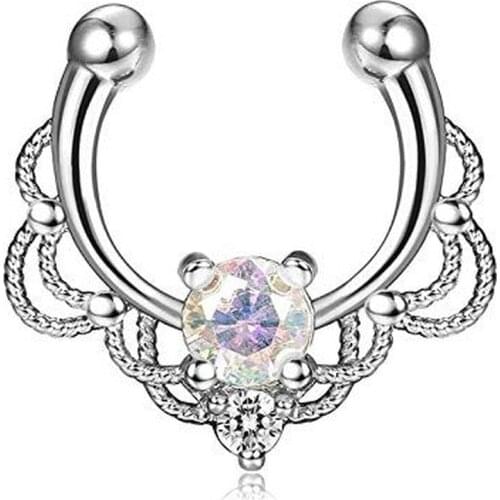 Woman Nose Ring Fake Septum Piercings Rings Fashion Female Accessories Fine Rhinestone Simplicity Sexy Women Jewelry Piercing