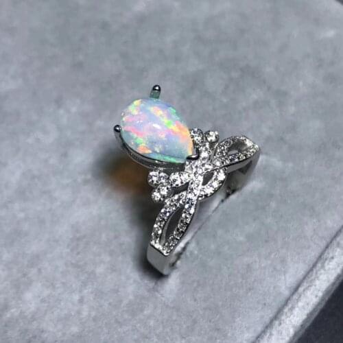 Natural Multicolor opal gem Elegant lovely Crown Ring S925 Silver Natural Gemstone Ring Womens party gift Rings fine Jewelry
