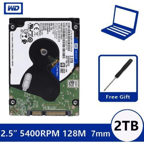 WD Blue 2TB 2.5" SATA III Internal Hard Disk Drive 2000Gb HDD HD Harddisk 6Gb/s 128M 7mm 5400 RPM for Notebook Laptop