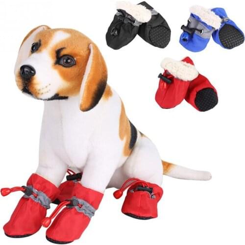 Winter Warm Puppy Dogs Shoes Waterproof Anti-skid Pet Rain Boots Soft Furry Shoes For Home Pets Dogs Shoes Supplies