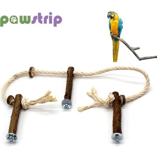 1Pc Bird Stand Rope ladder Parrot Cockatiel Cage Climbing Hammock Parrot Wooden Toys bird Cage Accessories Parrot Training Tool
