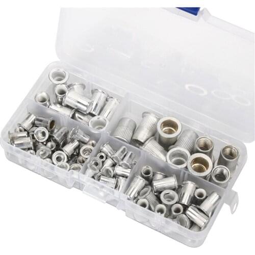 100PCS Aluminum M3 M4 M5 M6 M8 Rivet NutsInsert Rivets Multi Size Flat Head Rivet Nuts Set