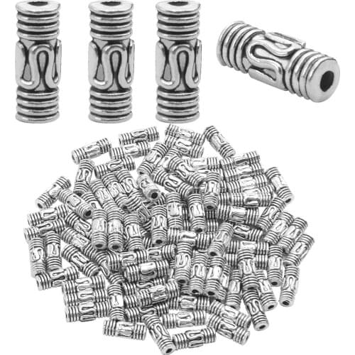 100pcs Antique Tibetan Silver Spacers Tube Beads Charms Caps for DIY Necklace Bracelets Jewelry Crafts