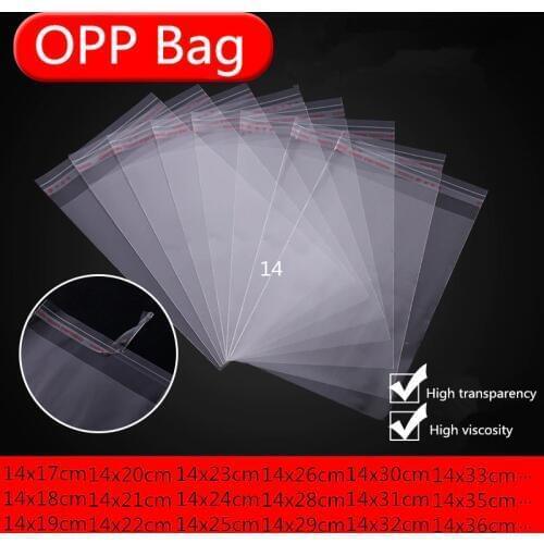 14cm Wide 100p Transparent Self Sealing Plastic Bags Gift Jewelry Packaging Bag Self Adhesive Resealable Cellophane Poly OPP Bag