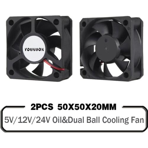 2PCS 50mm 5V 12V 24V Brushless 2PIN DC Cooler Fan 50x50x20mm 5020 5cm For Computer PC CPU Case Cooling
