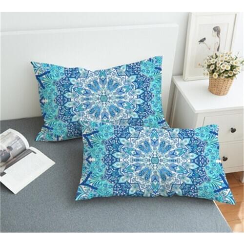 Bohemian Pillowcase Black and White Lotus Pillow Cover Mandala Floral Pinted Pillow Case 2Pcs 50x75cm