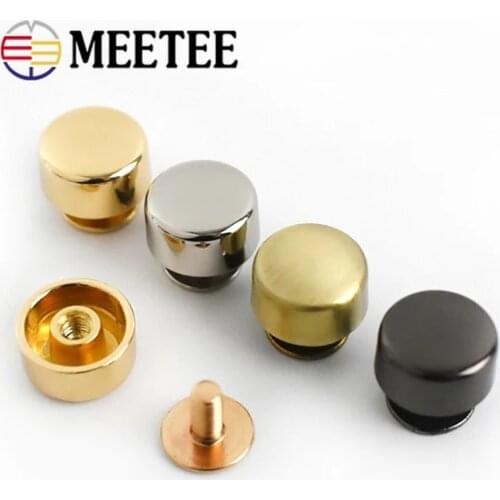 Meetee 20/40pcs Metal Round Head Rivet Screw for Bag Decorative Buckles DIY Satchel Mushroom Foot Nail Buckle Hardware Accessory