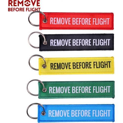 3 PCS/LOT Remove Before Flight Woven Key Tag Special Luggage Label Red Chain Keychain for Aviation Gifts OEM Key Ring Jewelry