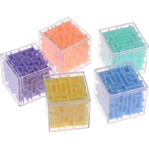 3D Maze Magic Cube Transparent Six-sided Puzzle Speed Cube Rolling Ball Game Cubos Maze Toys for Children Educational