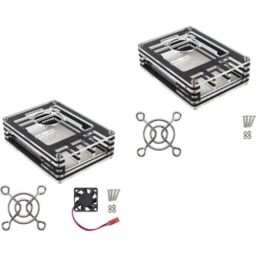 9 Layers Acrylic Case for Raspberry Pi 4, Raspberry Pi 4 B Case with Fan 30x30mm 1PC Heatsinks Support Rpi 4B No board