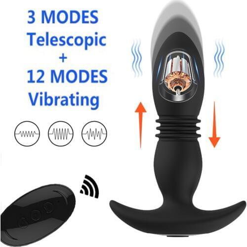 Anal Vibrator Wireless Remote Control Telescopic Dildo Vibrator Male Prostate Massager Butt Plug Vibrator Anal Sex Toys For Men