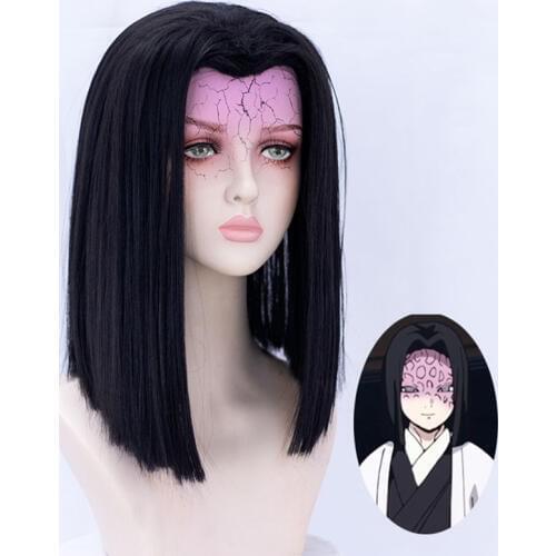 Anime Comic Demon Slayer Kimetsu no Yaiba Cosplay Wigs Ubuyashiki Kagaya Cosplay Wig Heat Resistant Synthetic Wig Black Straight