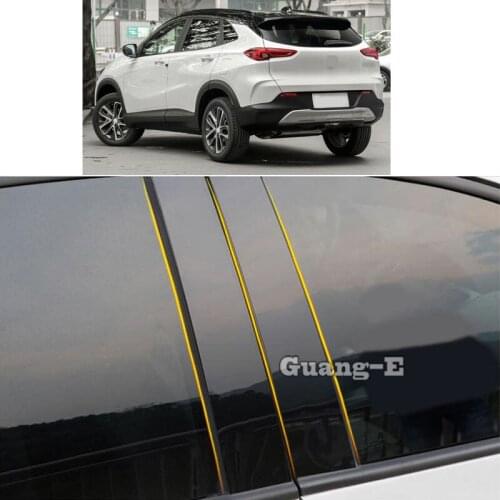 Car PC Material Pillar Post Cover Door Trim Window Piano Black Molding Sticker Plate Parts For Buick Encore 2020 2021