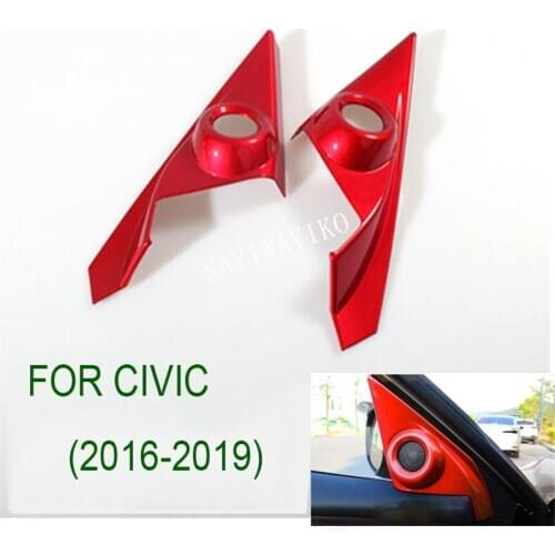 Car Styling Inner Window Pillar A Front Speaker Audio Sound Ring Cover Trim 2 Pcs For Honda Civic 2016 2017 2018 2019 Sedan