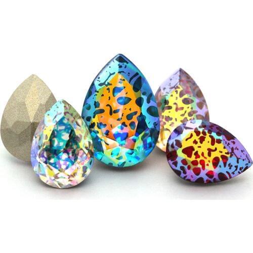 Top Glitter Patina Drop K9 Glass Crystal Rhinestones Applique for Craft Clothing Beads DIY Jewelry accessories Dress Decoration