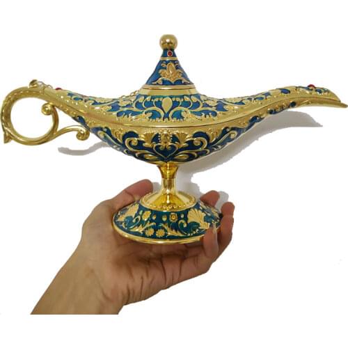 ALD07 35cm Large Metal Aladdin Magic Lamp Household Ornaments Gifts Living Room Cabinet Decoration European Creative Retro