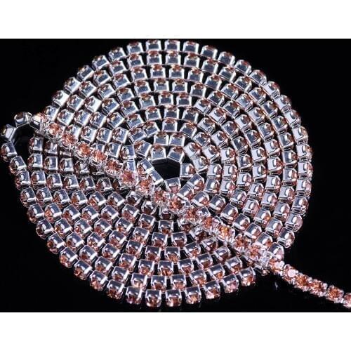 1 Yard/lot High Density 18 Color 2mm/2.5mm/2.8mm Transparent AB Mix Rhinestone Chain For DIY Craft Sewing Clothes Accessories