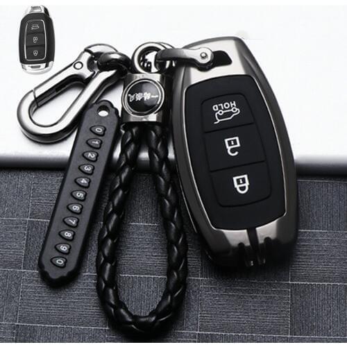 Galvanized Alloy Key Case Fob Cover For Hyundai i30 Ix35 KONA Encino Solaris Azera Grandeur Ig Accent Santa Fe 2017-2019