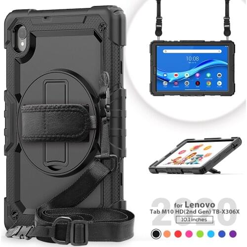 360 Rotation Hand Strap&Kickstand Tablet Case For Lenovo Tab M10 HD 2nd Gen TB-X306F TB-X306X Protective Cover